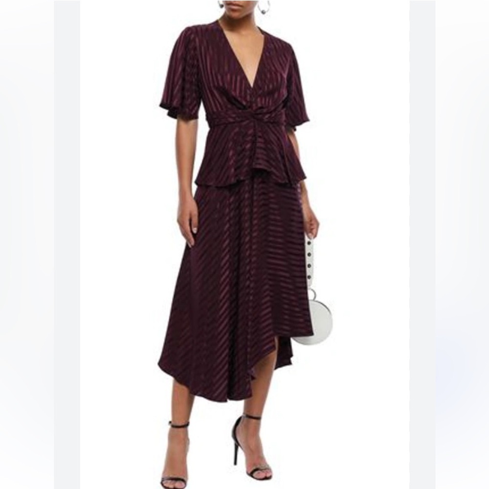 A.L.C Woman Avi Twist-front Silk-jacquard Peplum